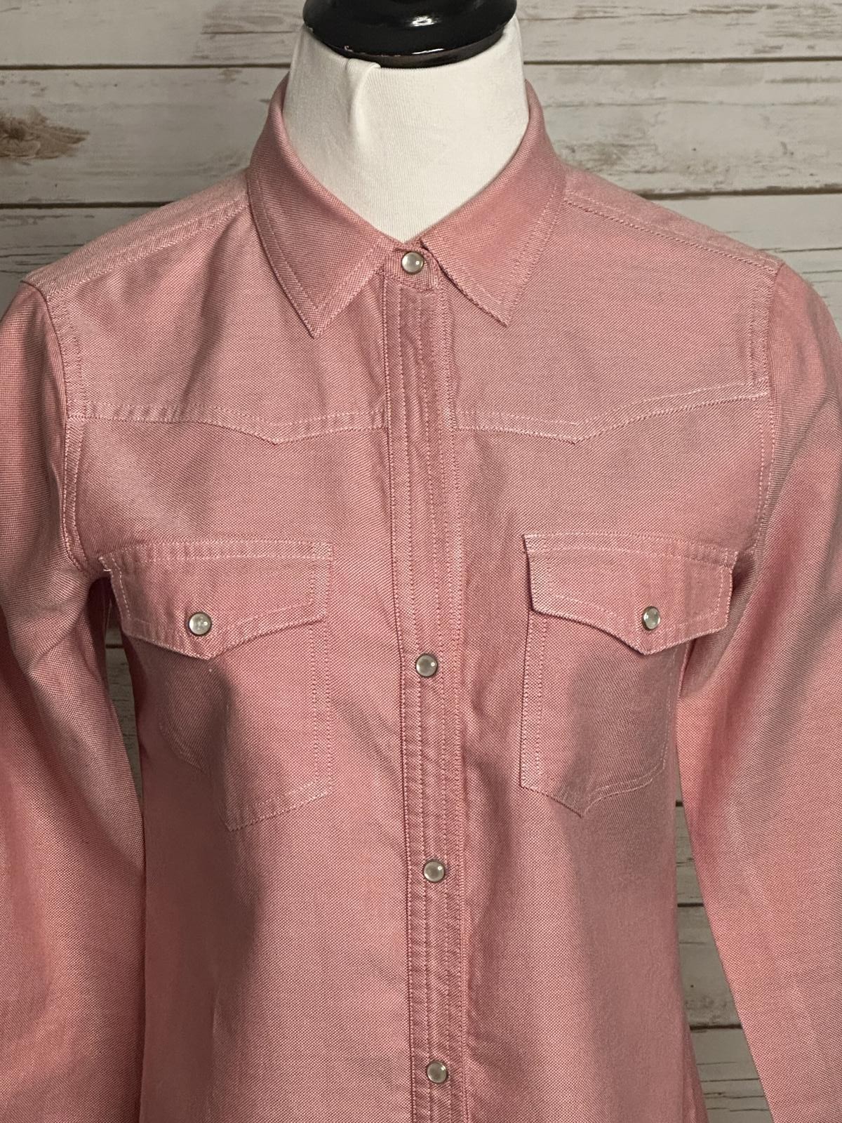 theory red Western-style cotton pearl snap button-up shirt dress Size 2