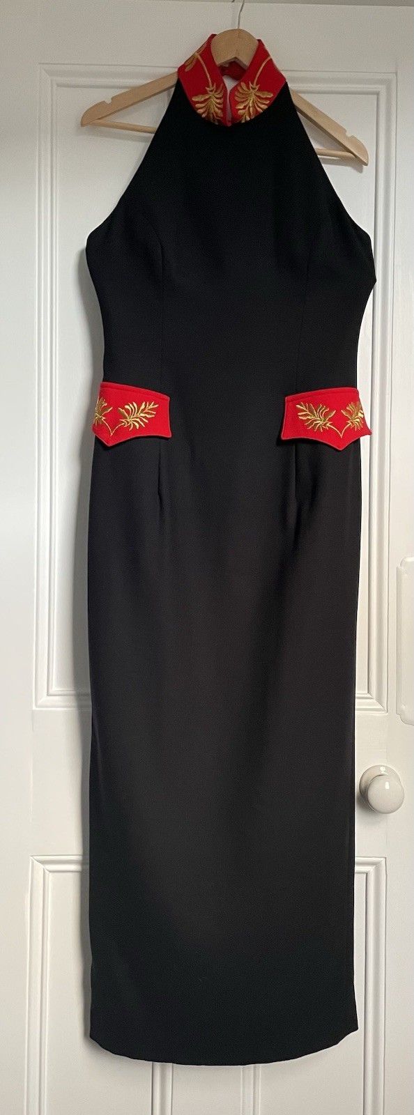 VINTAGE RONIT ZILKHA BLACK FLOOR LENGTH HALTER DRESS SIZE 12 PRINCESS DIANA