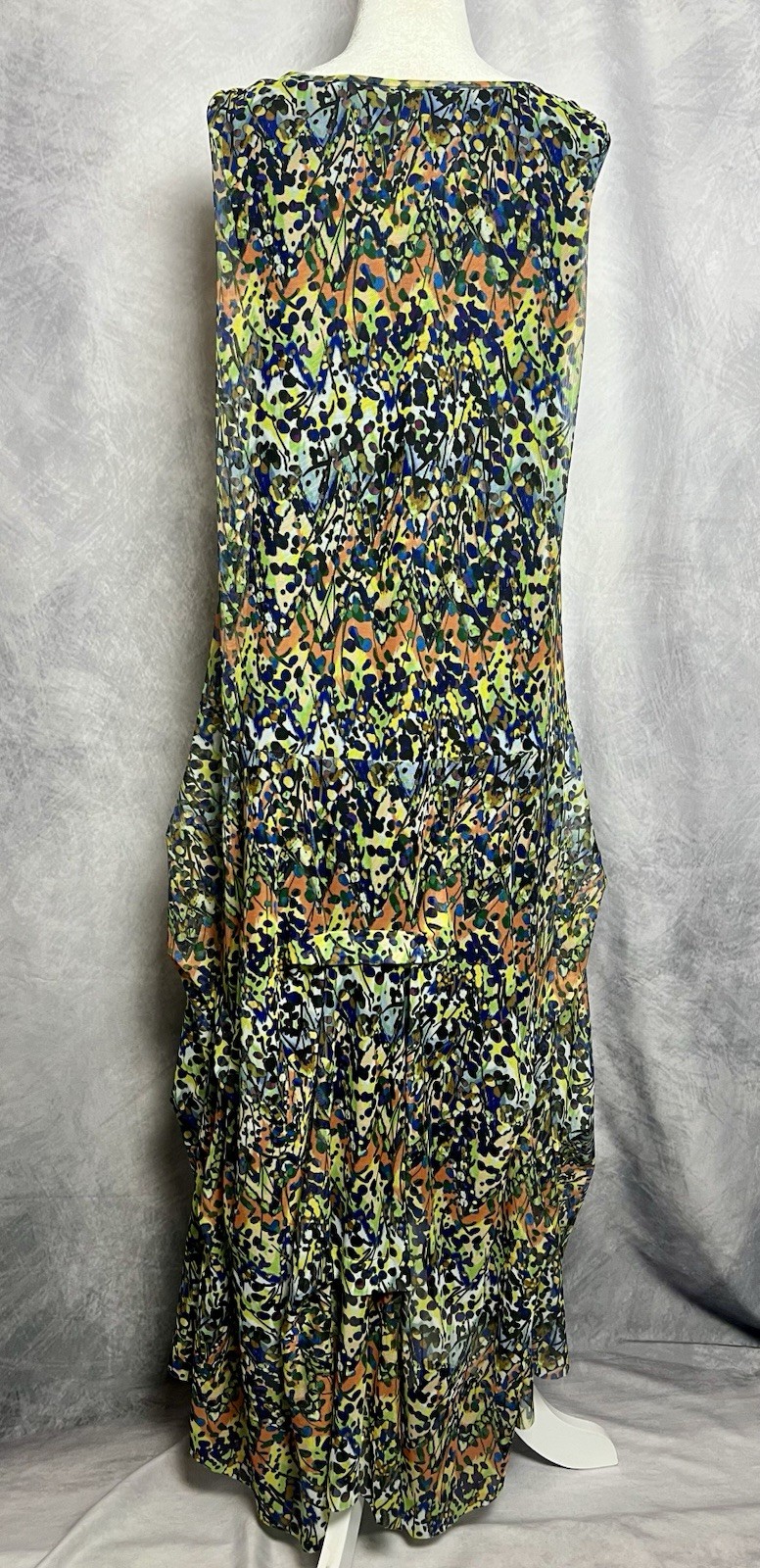 Kozan Clothing Abstract Print Mesh Layered Pullover Dress Size XL