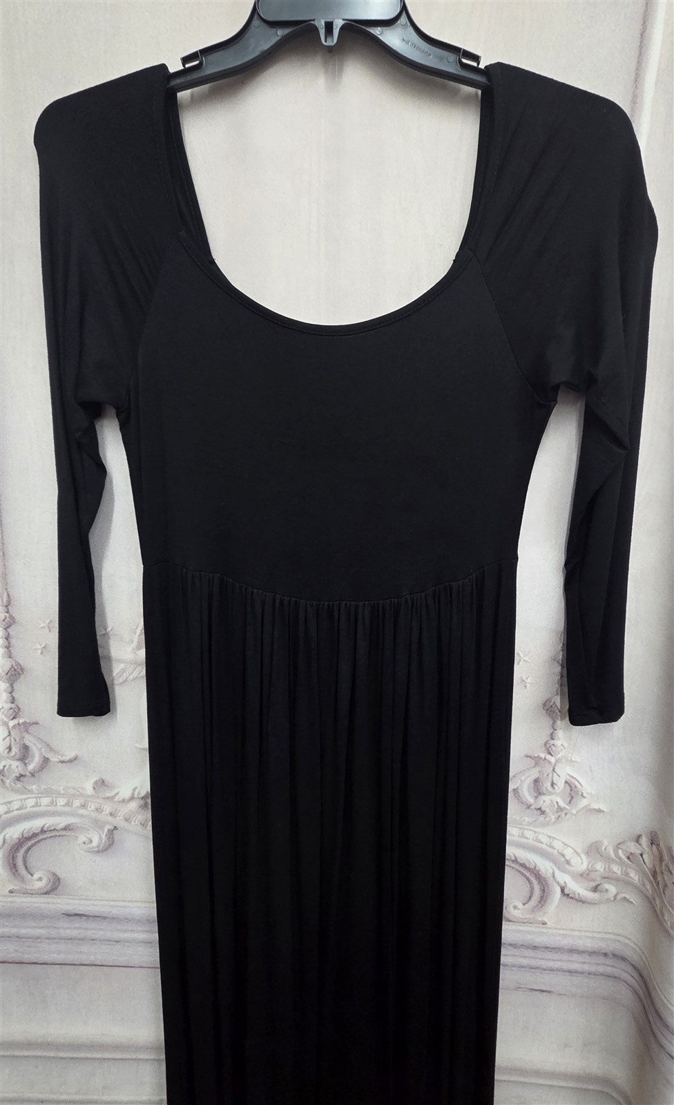 NEW 24seven Comfort Apparel M Off Shoulder Empire Waist Maxi Dress Black