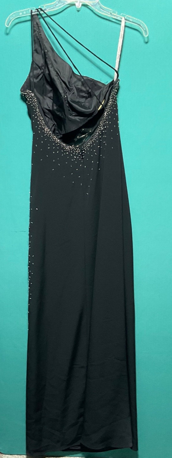 JASZ COUTURE Black Rhinestone Embellished FORMAL DRESS GOWN SZ 6 HOCO Cocktail
