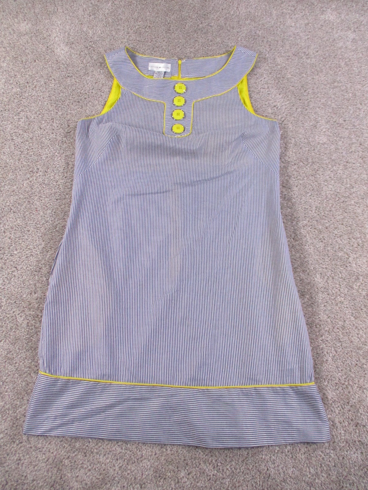 London Style Womens 12 Dress Polyester Cotton Blue Stripe Henley