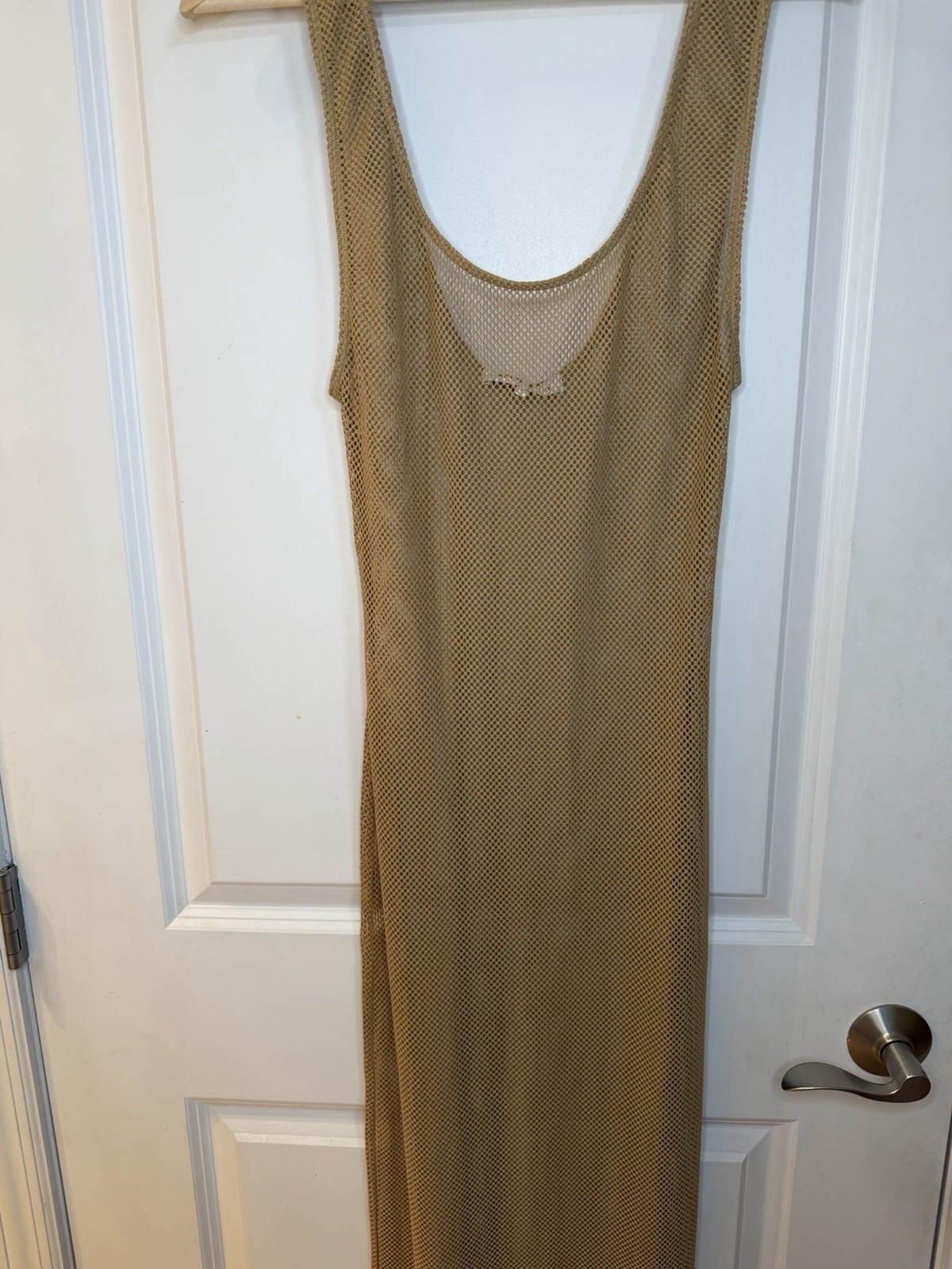 WeWoreWhat Tan Mesh Maxi Coverup Size L Good Condition 100% Cotton