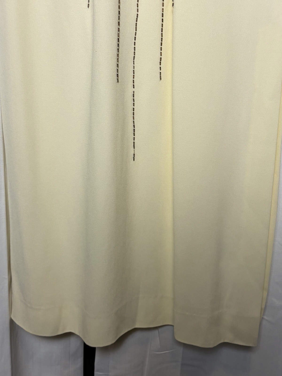 RARE VINTAGE Adele Simpson Egyptian Revival Sequin Cream Maxi Gown. Small.