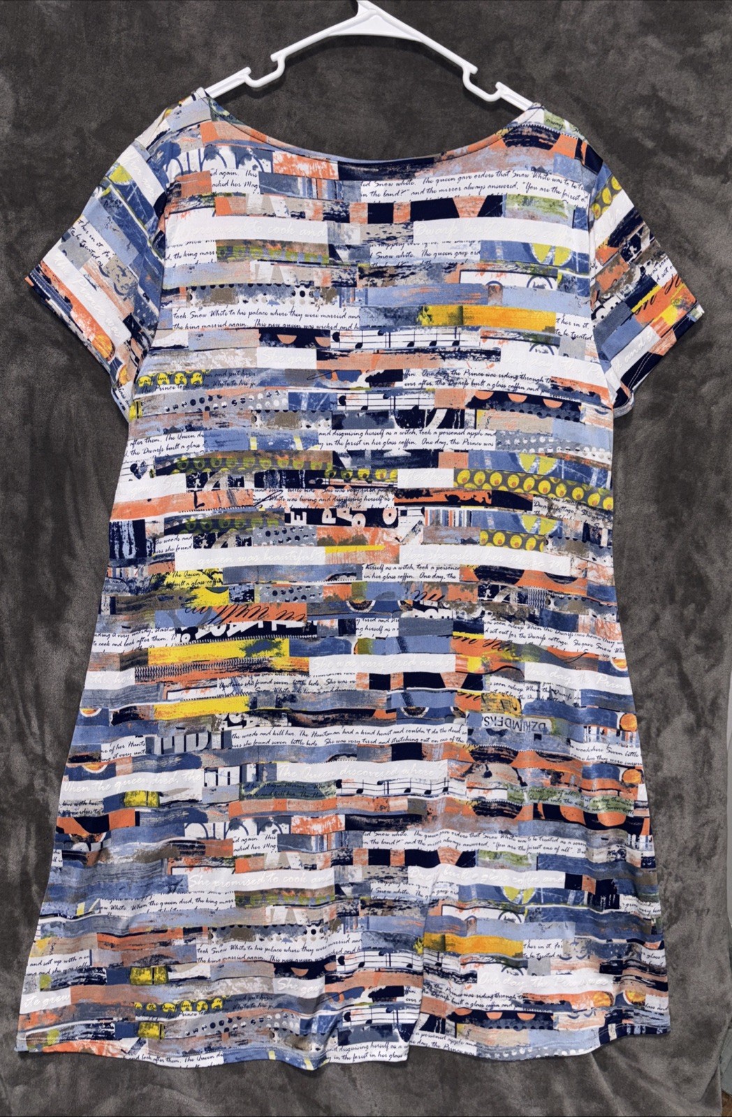Brianna Snow White Fairy Tale Book Text Collage Graphic Short Sleeve Dress 3XL