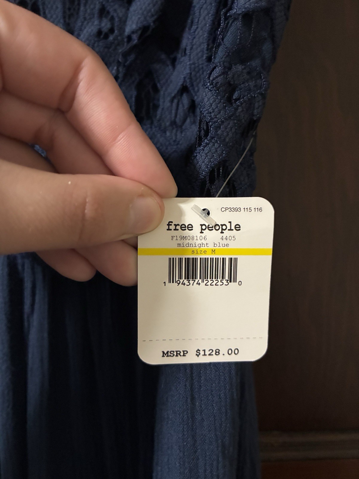 Free People One “Adella” Maxi Slip Dress in Midnight Blue, Size M, New with Tags