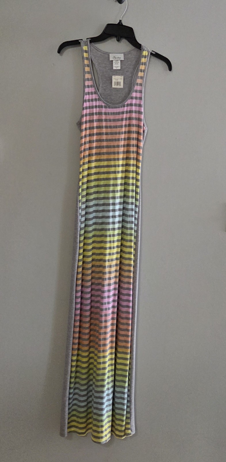 Chesley Striped in the Front, Gray in the Back Tank Style Maxi Dress Size M