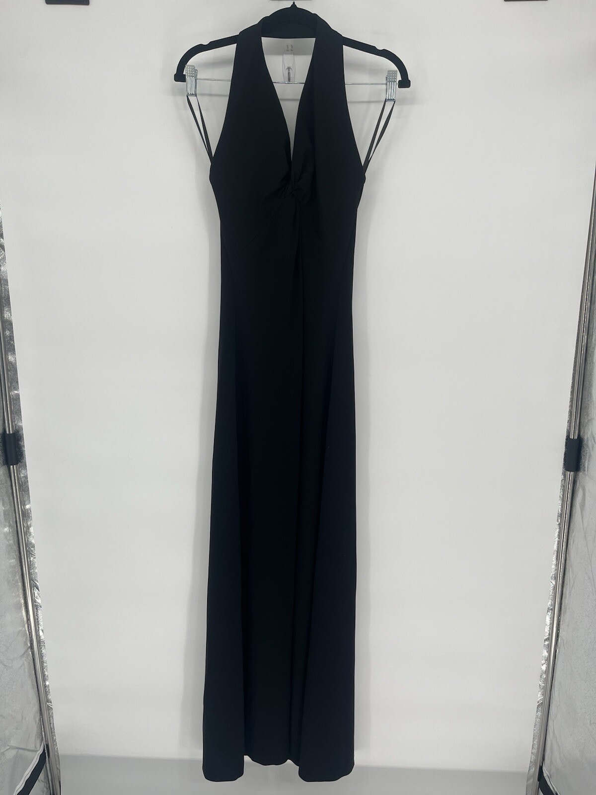 VTG Y2K Ellen Tracy Linda Allard floor length Black Halter Dress Whimsigoth Sz.8