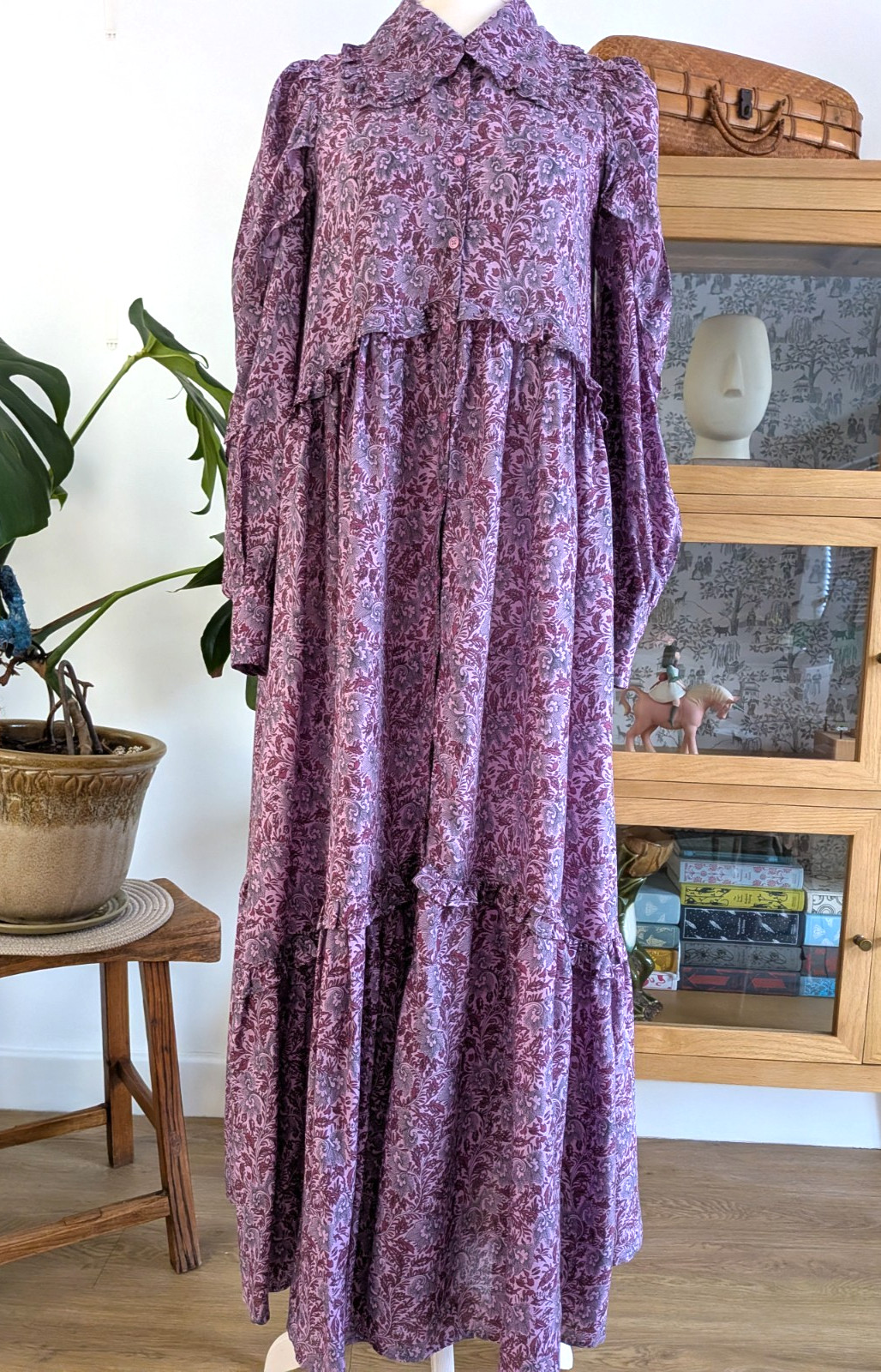 New La Redoute boho hippy peter pan collar relaxed fit floral maxi dress size 10
