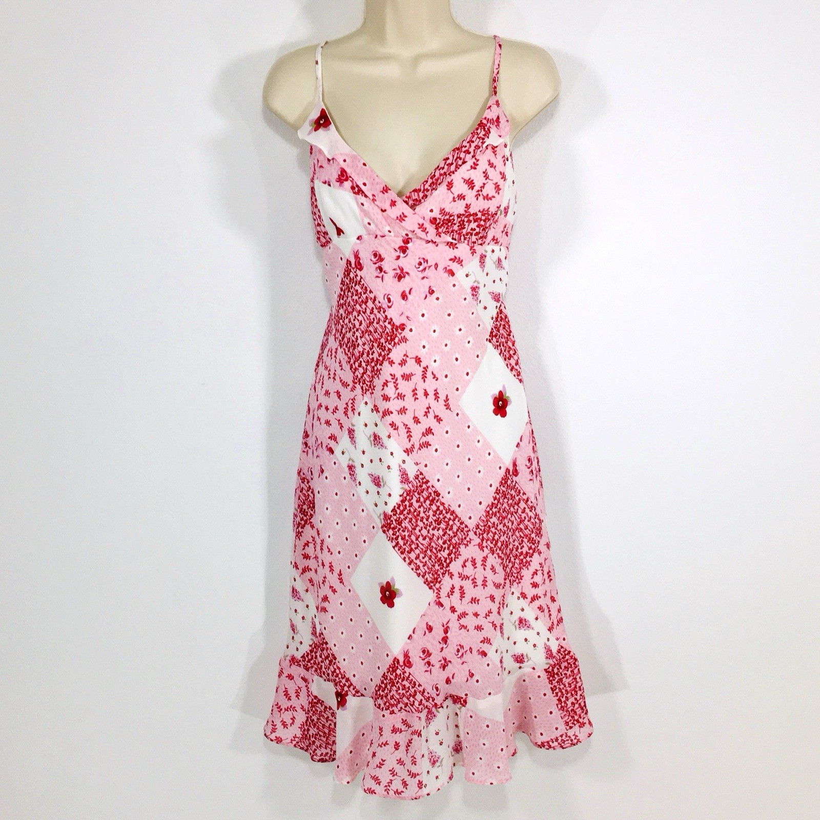 Vtg Jonathan Martin Floral Patchwork Slip Dress Sz 13 Cottagecore Fairy Whimsy