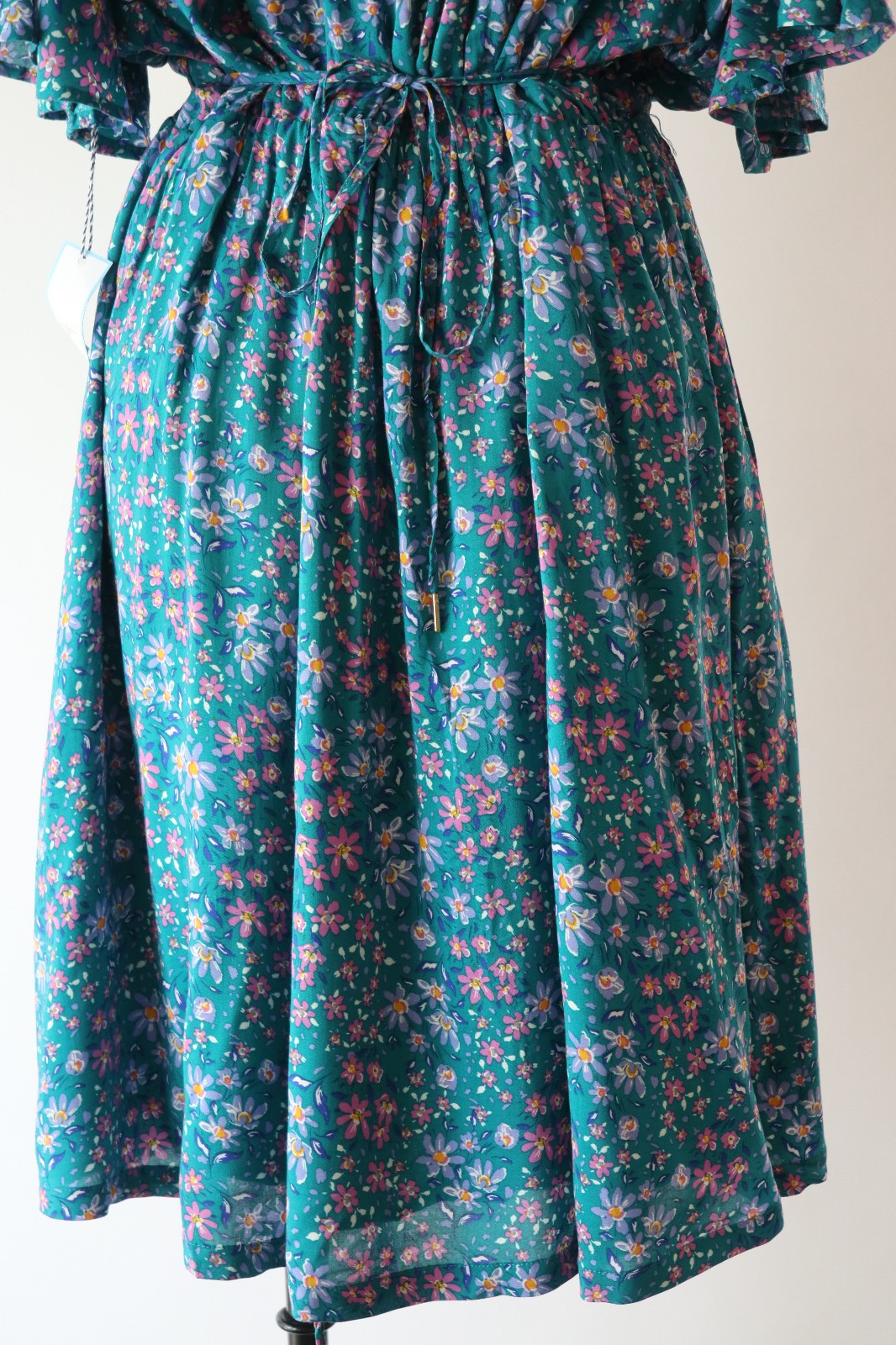 Draper James RSVP Teal Green Floral Short Batwing Sleeve Wrap Dress Women XXL