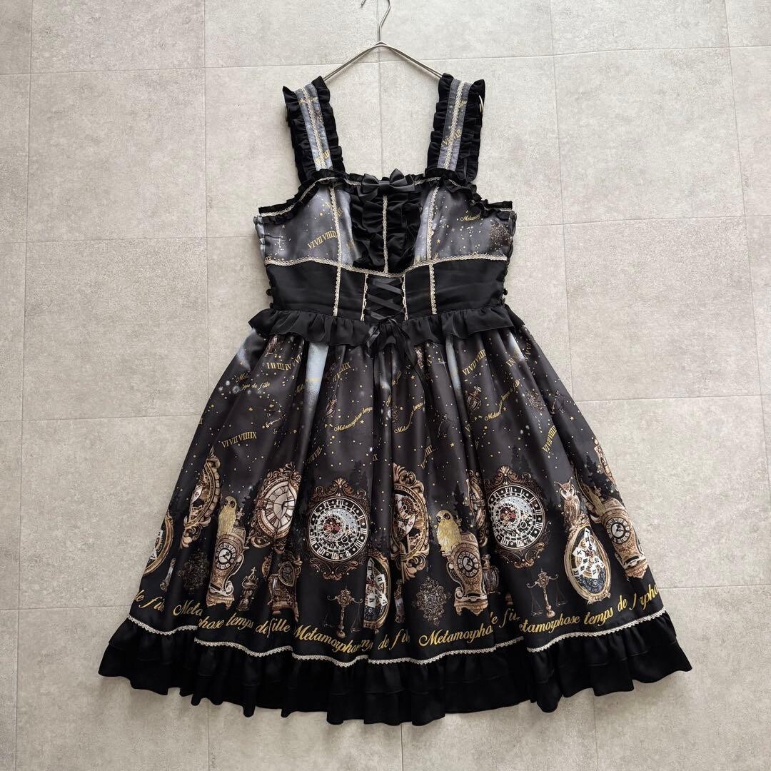 Metamorphose Clock Forest Night JSK Black Lolita Dress Owl Ribbon Ruffles 2