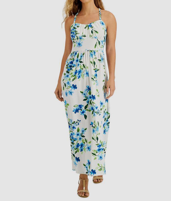 $59 Jamie & Layla Women’s White Floral Lace Racerback Maxi Dress Petite Size PL