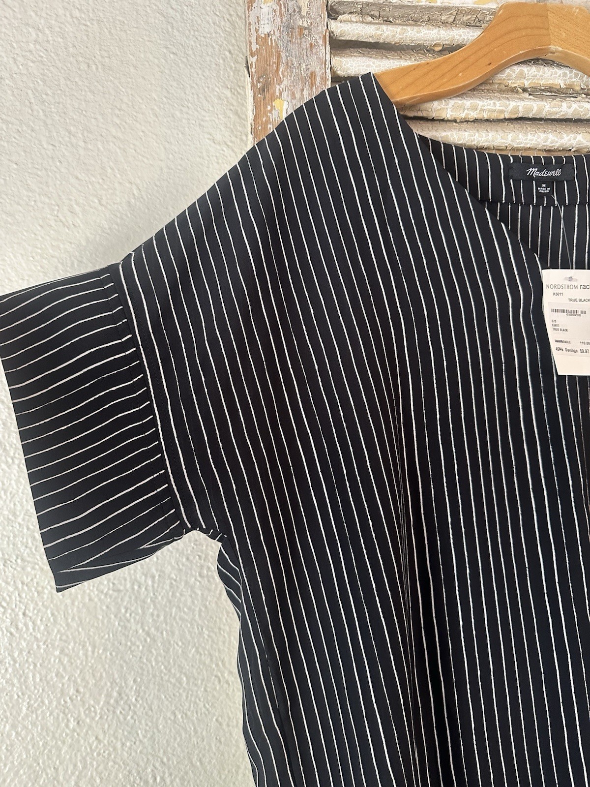B2 Madewell Black Novell Striped Shift Dress Size M -NWT!
