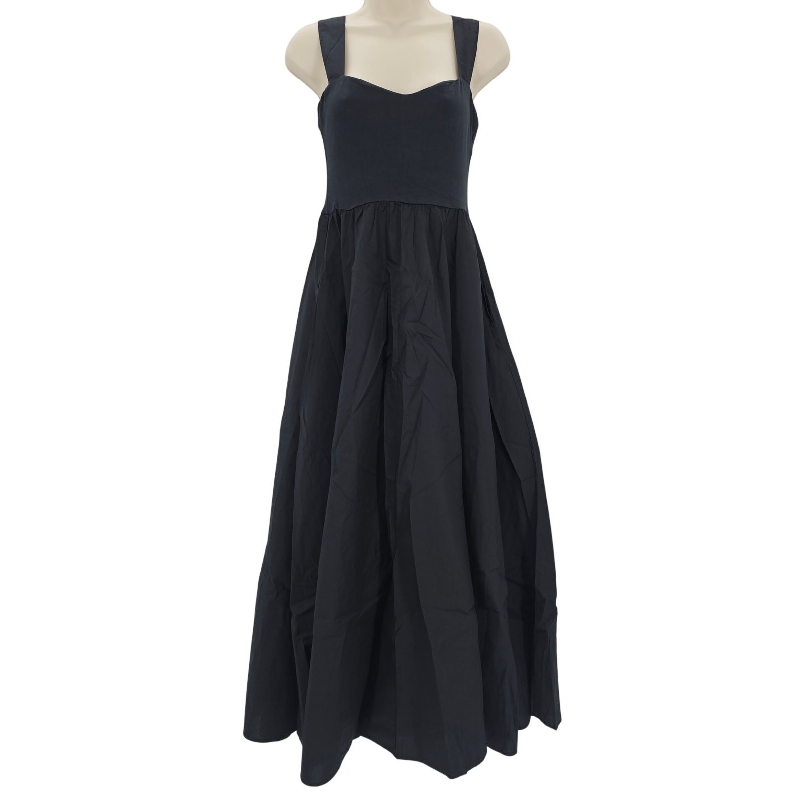 J. Crew Woman size S Sweetheart Tank Midi Dress Shelf Bra Pocket Black CA647 NEW