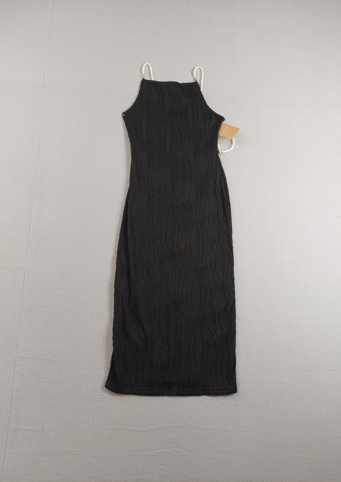 Rihoas Women Bodycon Dress S Black Sleeveless Pearl Straps Back Zipper Cocktail