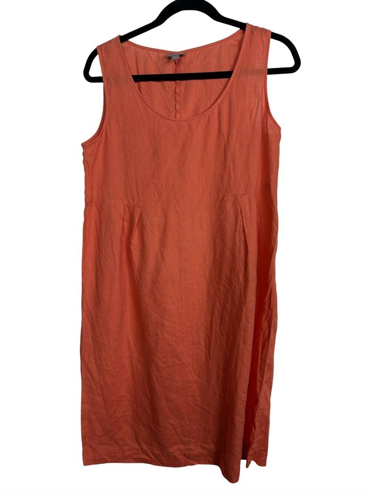 J. Jill 100% Linen Sleeveless Shift Dress Women Coral Orange Casual Size S