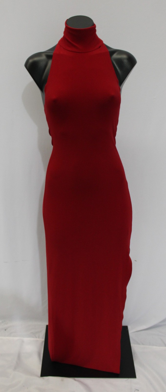 Norma Kamali Women’s Halter Turtle Neck Side Slit Gown BE5 Red Size 2XS