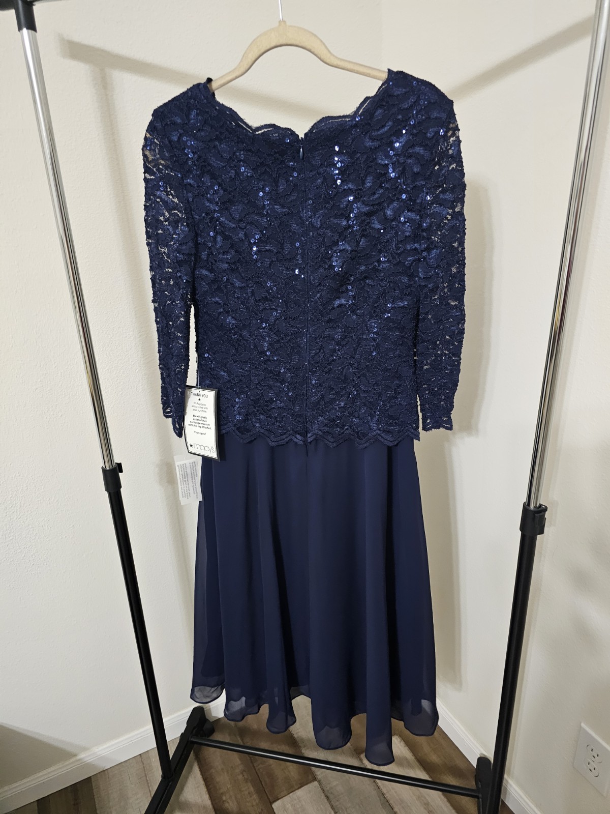 Alex Evenings Sequined Lace Contrast Midi Dress Sz10 $189 (A180)