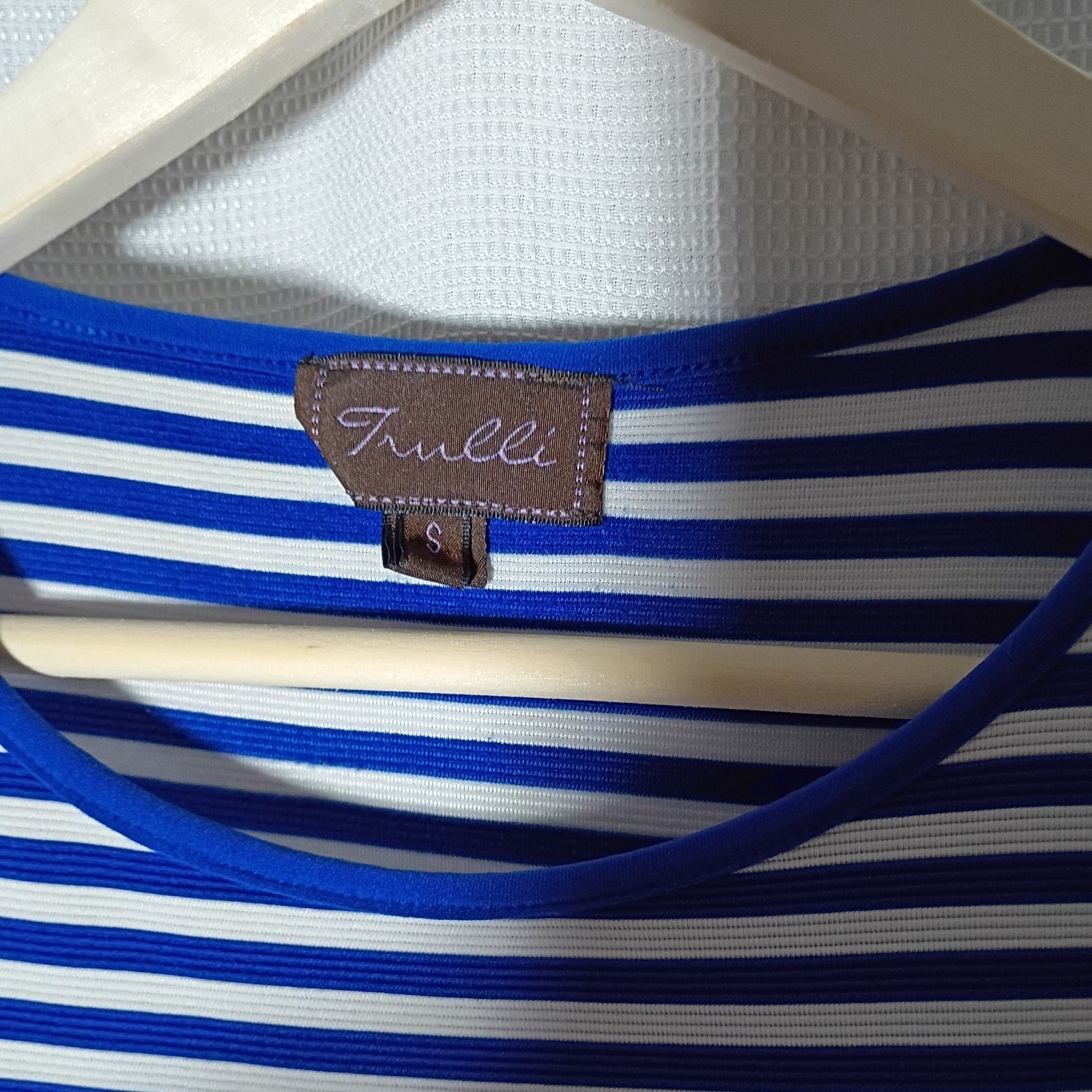 Trulli Fit & Flare Royal blue and white striped dress sz Small