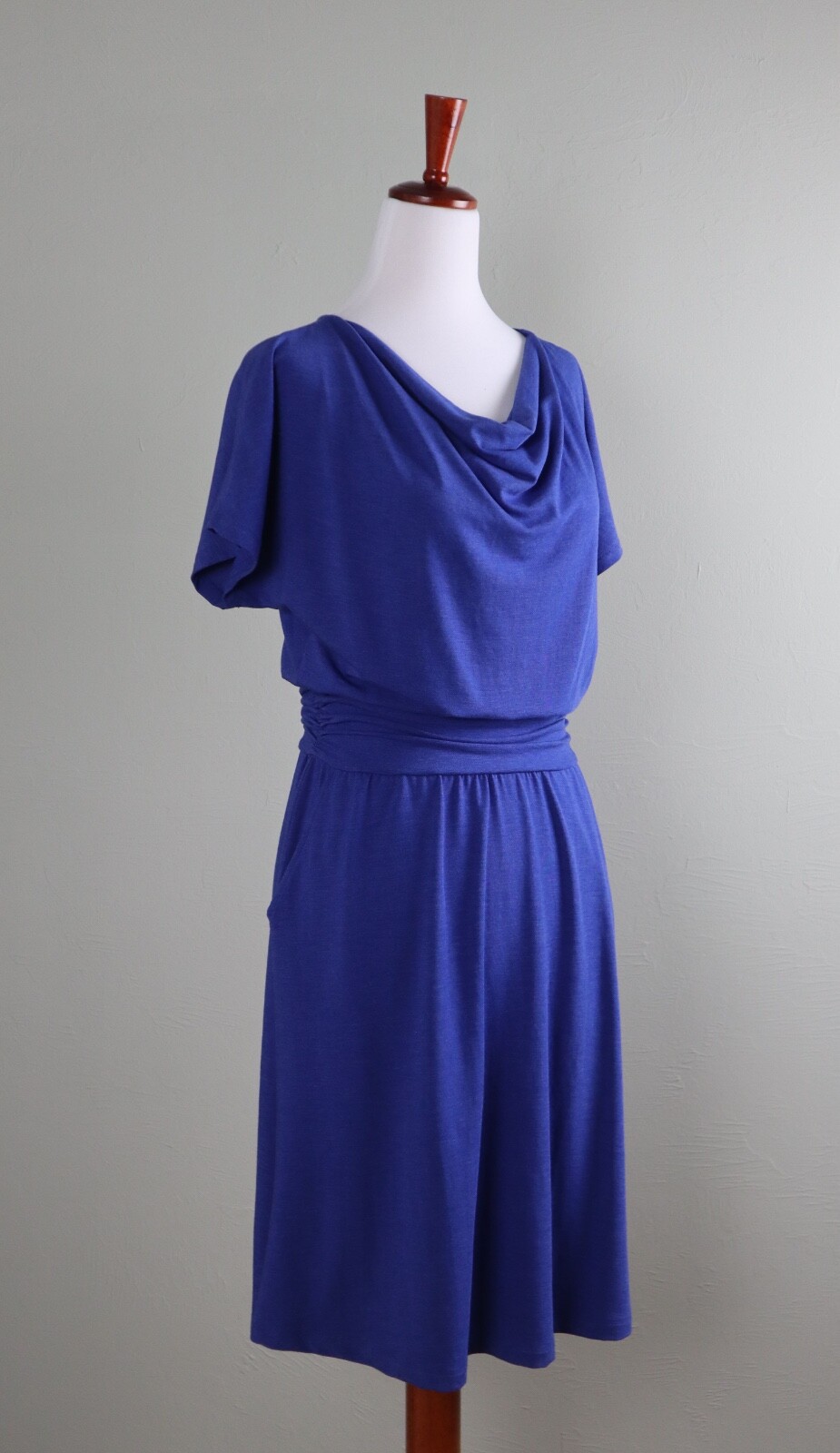 BETABRAND $98 Super Soft Stretch Draped Neck Gathered Waist Dress Size Small