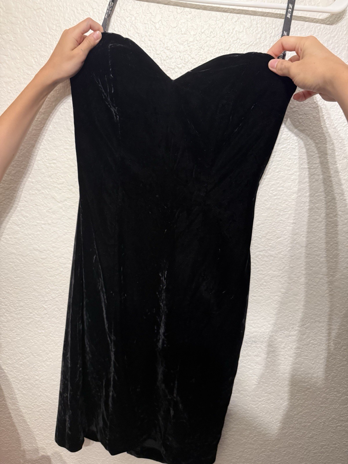 Zuni Zuni Black Velvet Sweetheart Sheath Dress Short Spaghetti Strap 8