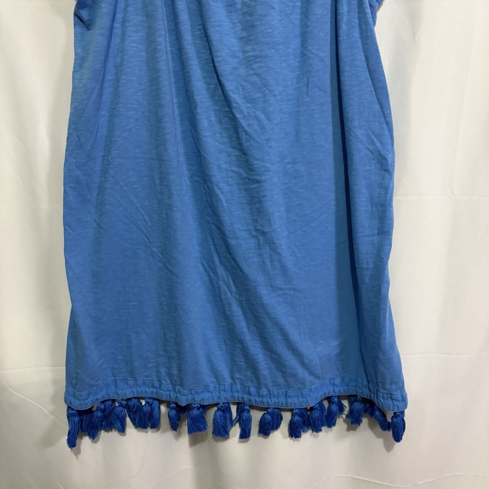 Vineyard Vines Tassel Shift Mini Dress Blue Large Coverup Beach Preppy Nautical