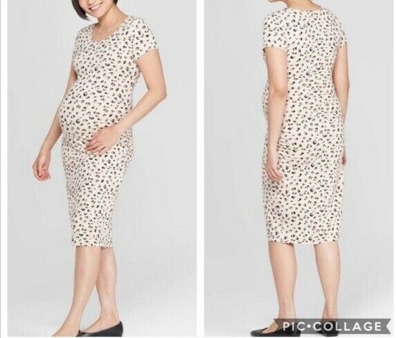 Leopard Print Short Sleeve T-Shirt Maternity Dress Isabel by Ingrid & Isabel XS