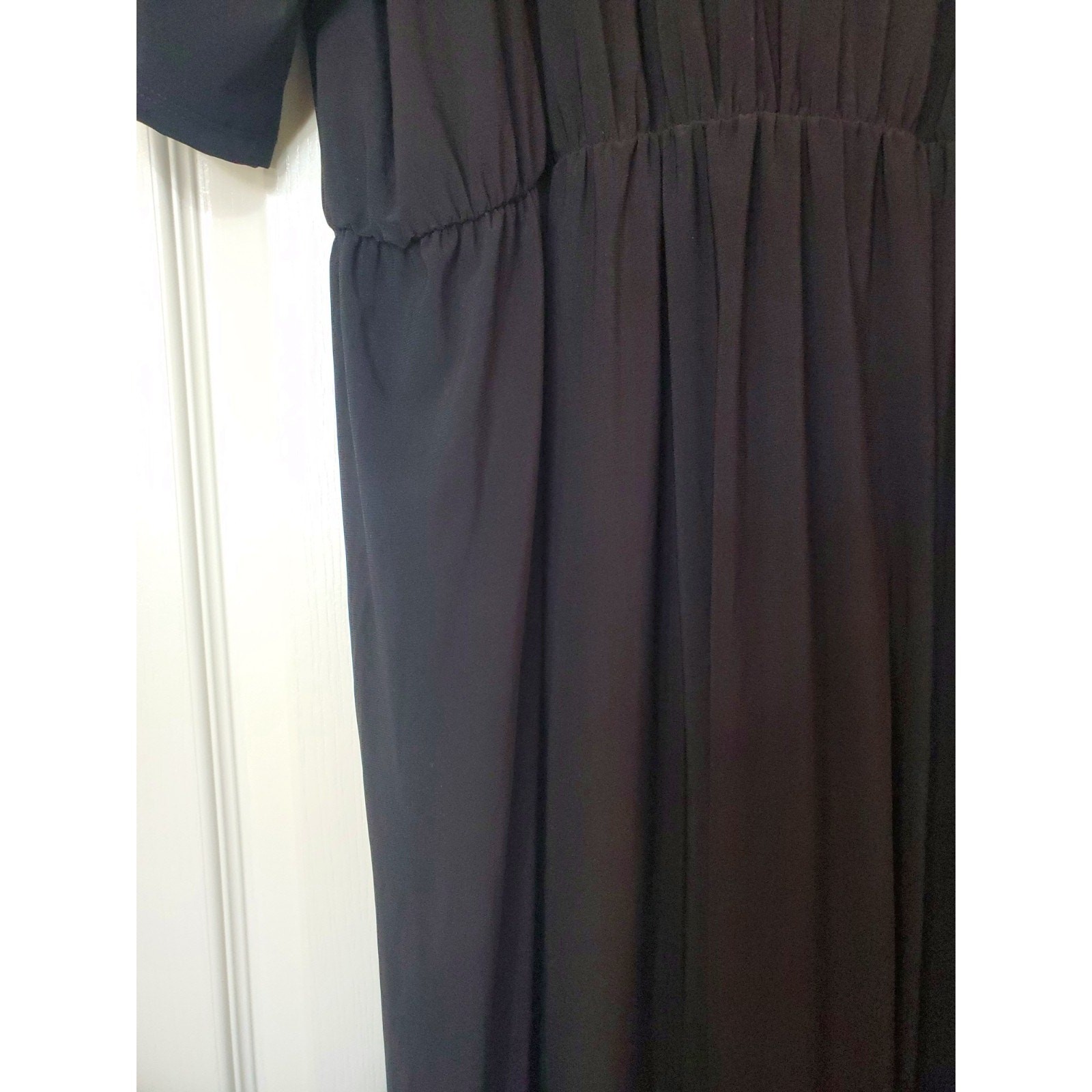 Koh Koh Black V-Neck Front Knot Slimming Side Slit Maxi Dress NWT, Plus Size 2XL