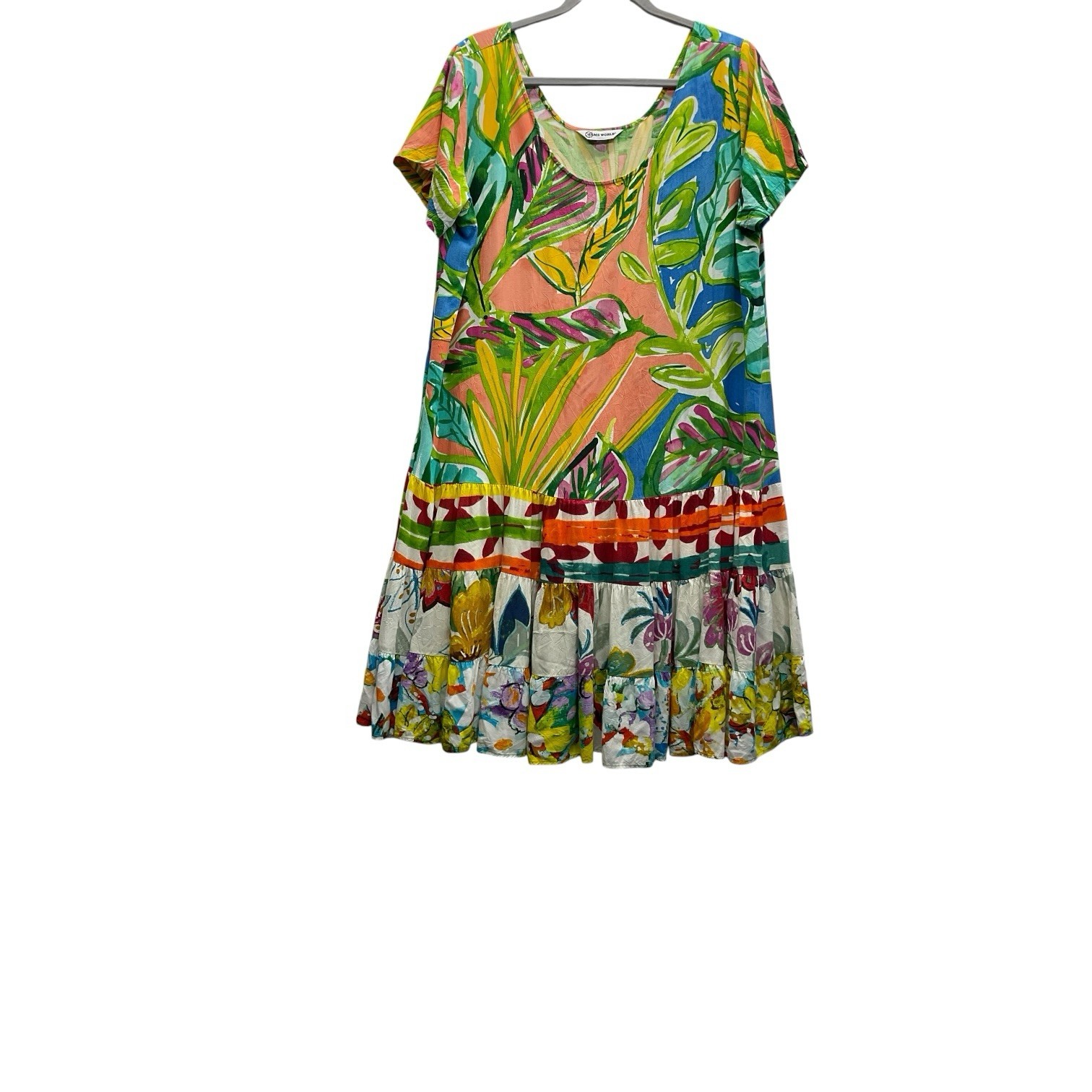 Jams World Shift tiered dress multicolor pattern Fern Ridge Size XL Vacation