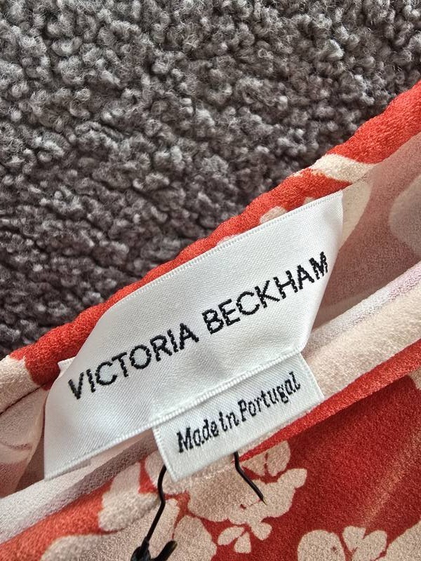 Victoria Beckham Asymmetric Ruched Detail Midi Dress Women’s 4UK Chilli Back Zip