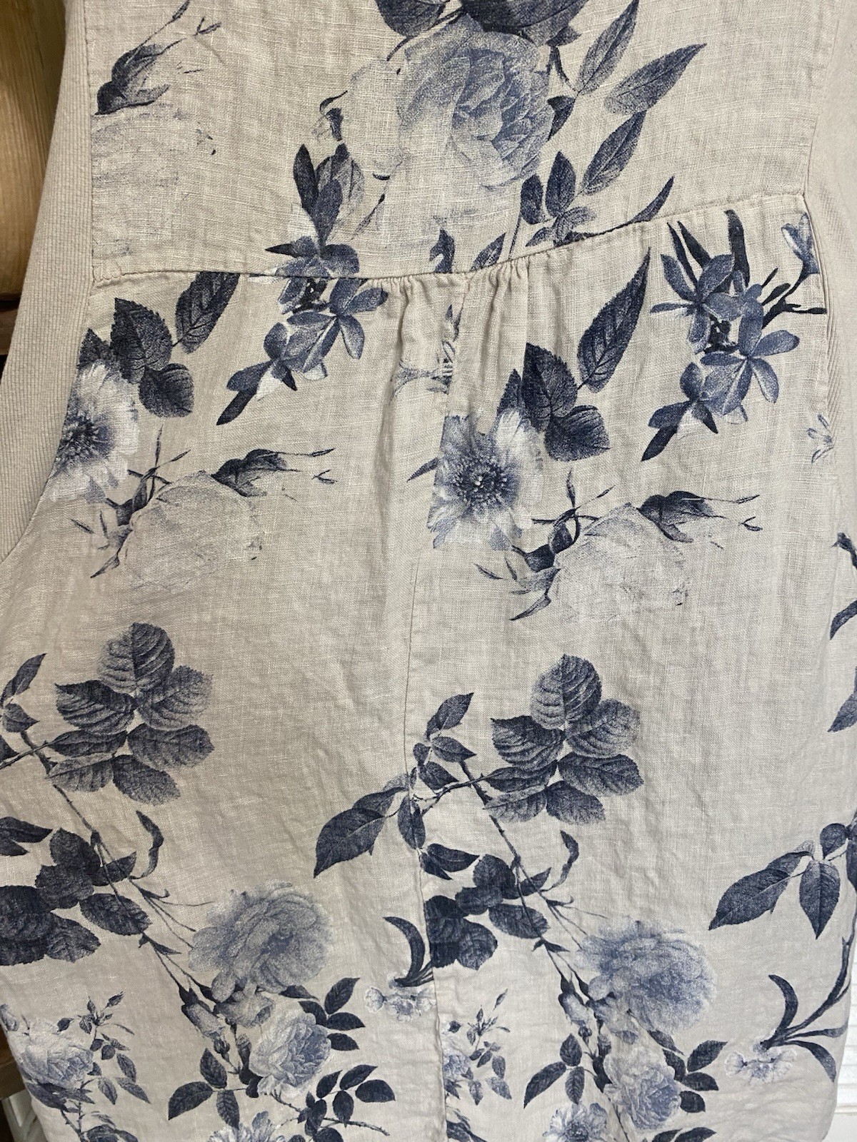 Lingo L’Arno 100% Linen Shift Dress Coastal Lagenlook Floral Made In Italy 2X