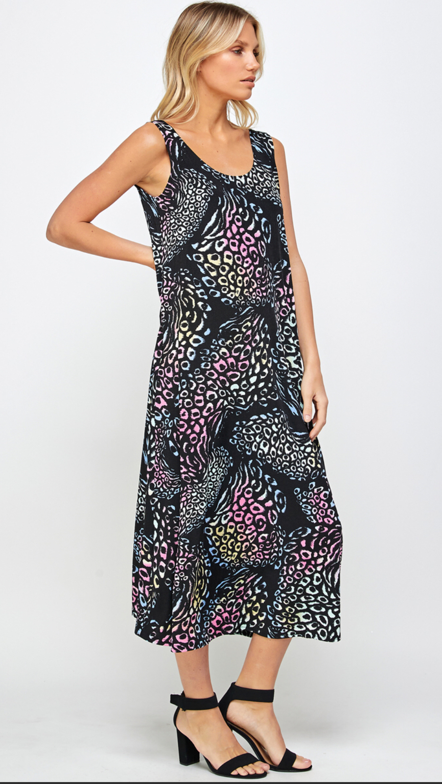 JOSTAR Slinky LONG TANK DRESS Poly Spandex Knit TRAVEL Black S M L XL 2X 3X