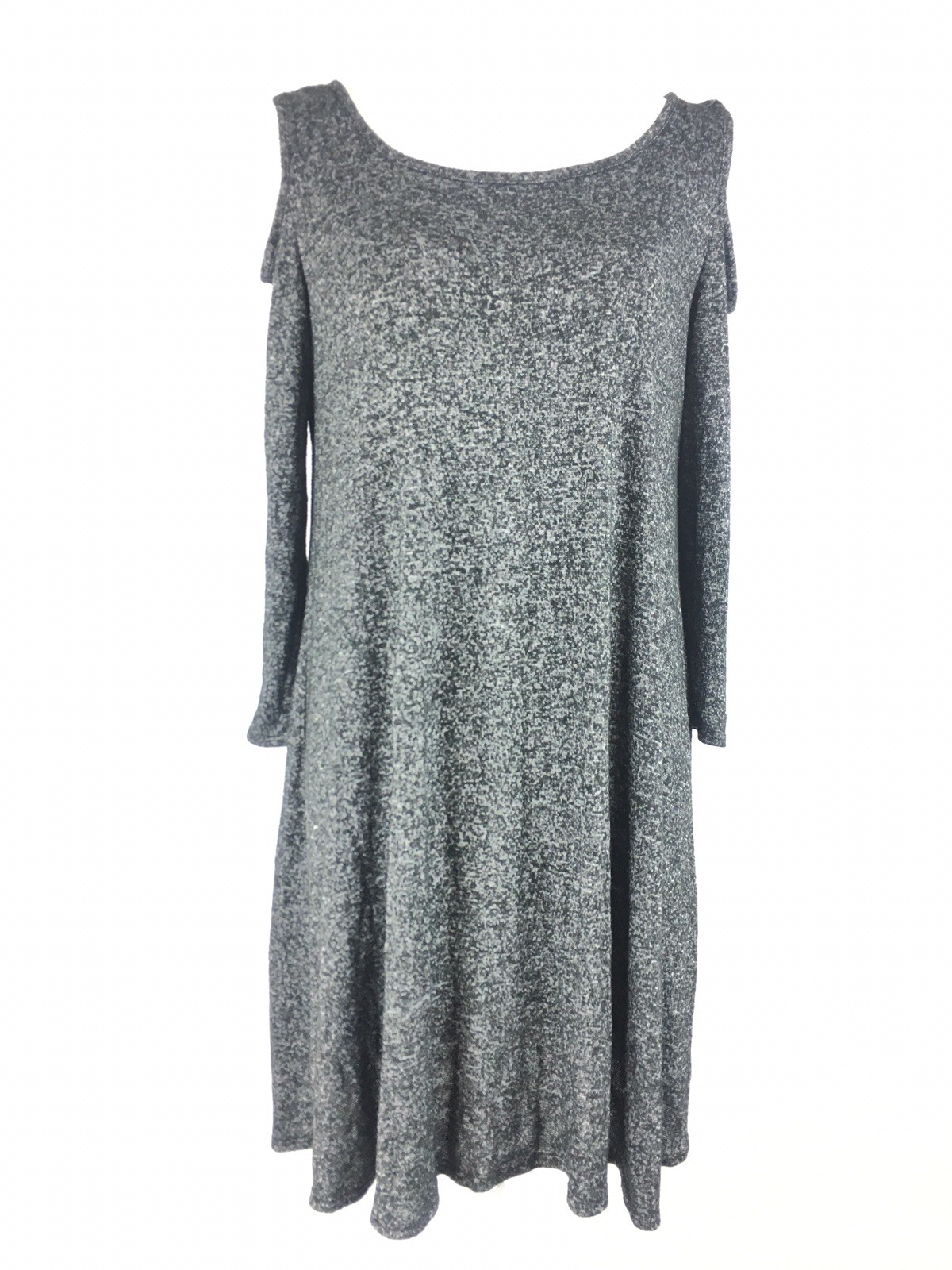 Thyme & Honey Womens Cold Shoulder Dress M Medium Gray Marled Sundress A-Line