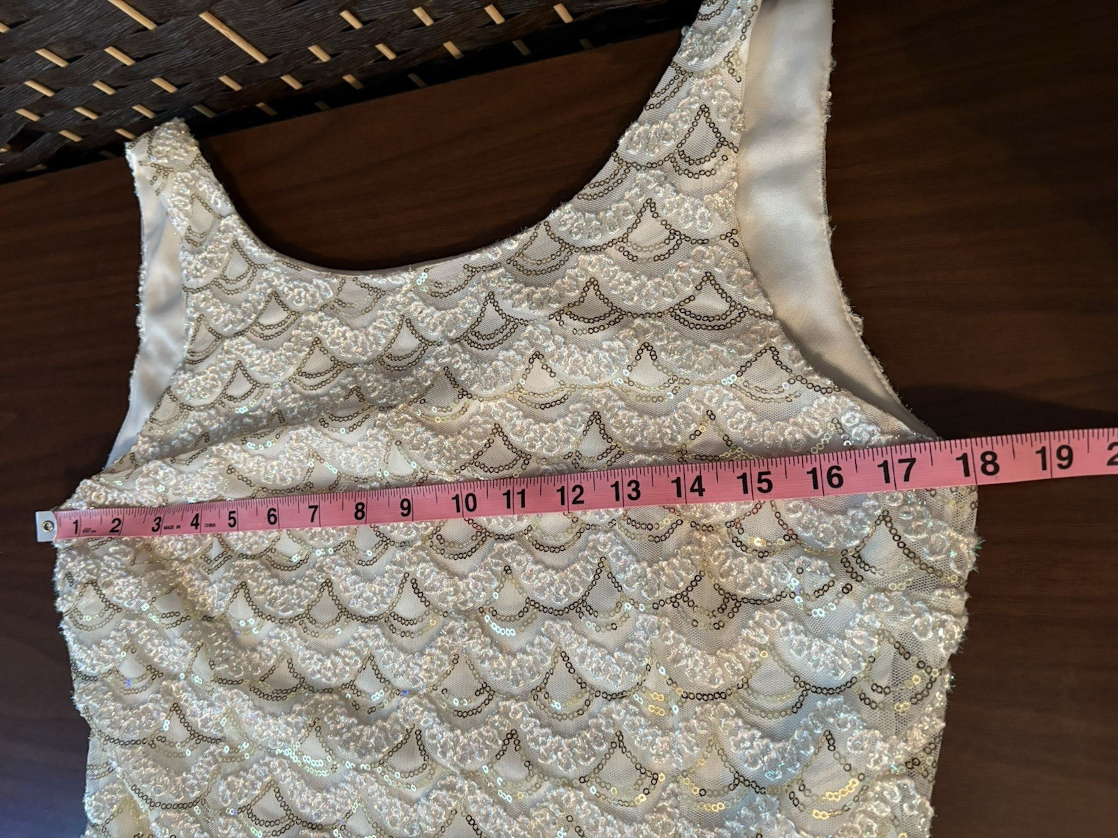 SD Collection Sequin Stretch Cocktail Dress Size M Ivory Gold Sexy Cruise Club