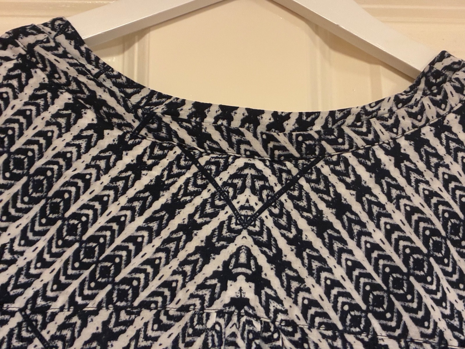 Monsoon size 22 Ruby Geometric print dress navy blue white tunic midi Tie waist