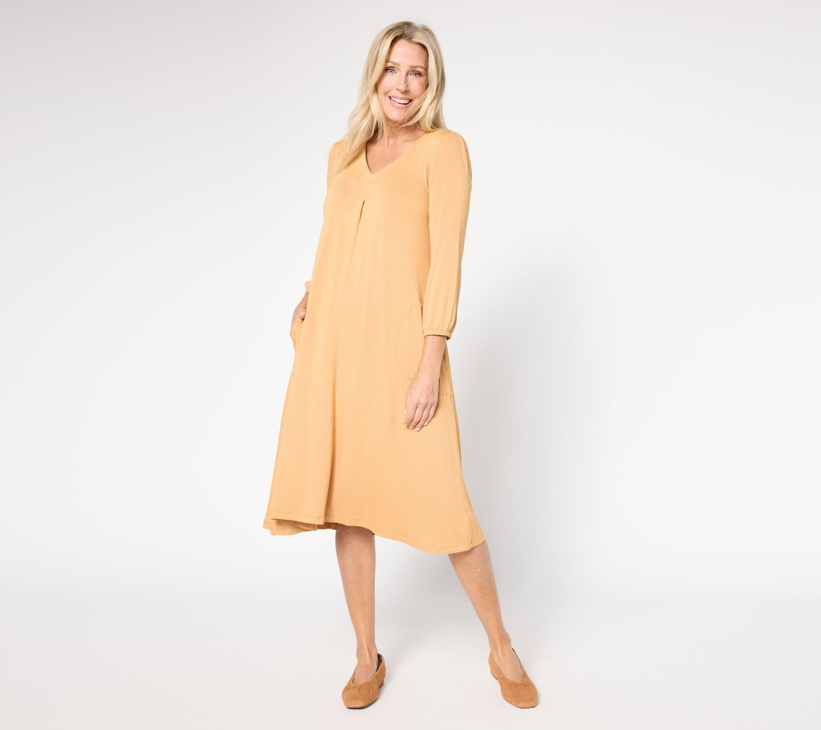 Cuddl Duds Soft Stretch Lounge Dress Light Caramel XS New