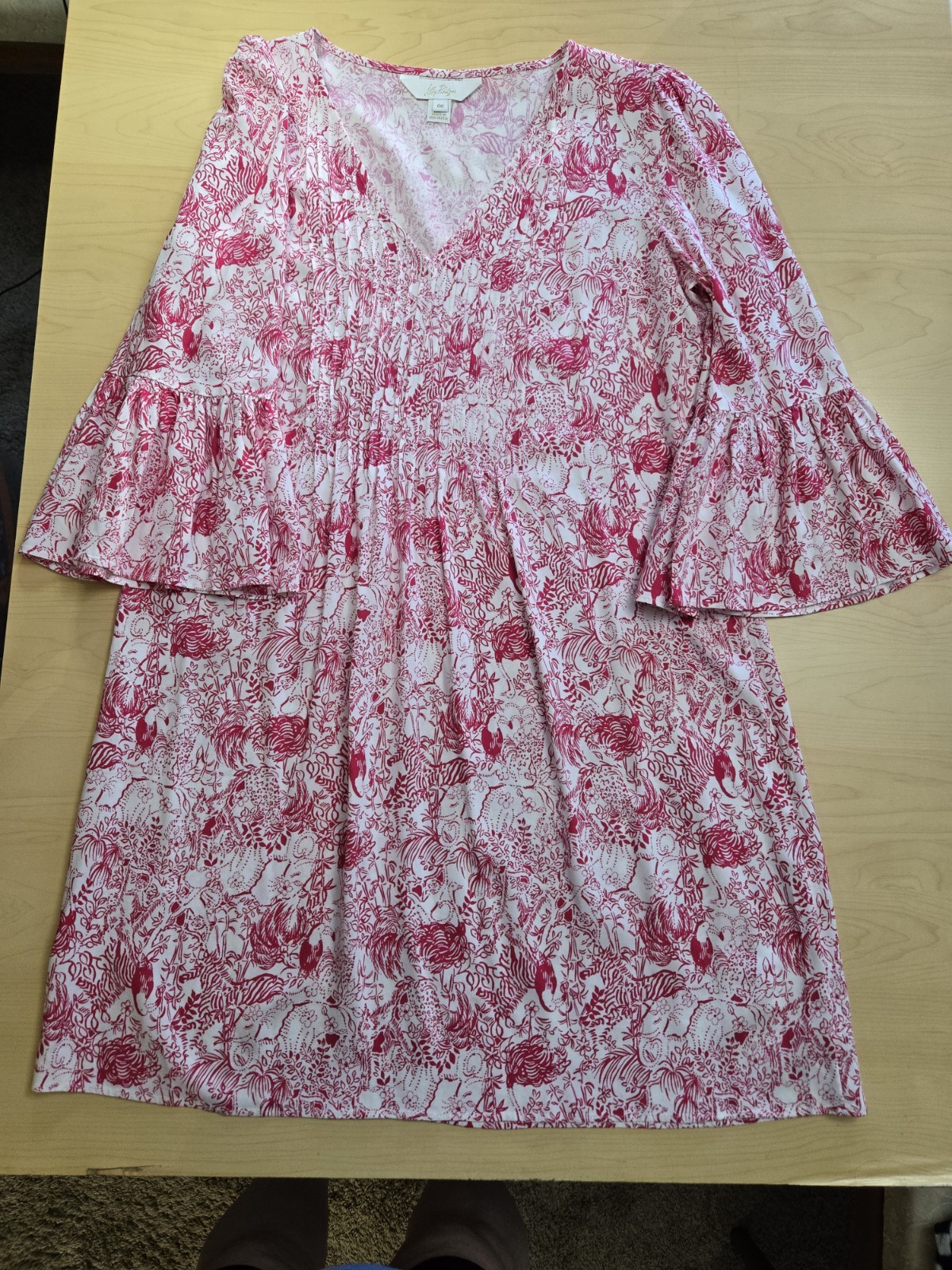 Lilly Pulitzer Danika Tunic Dress Women’s 00 Raspberry Rouge Animal Magnetism
