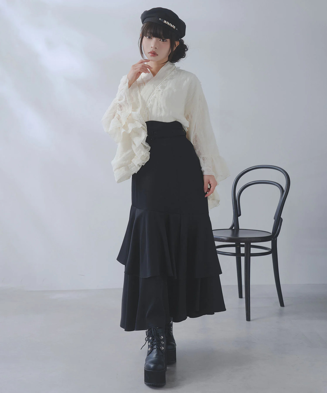 BULK Buy Dot Tulle Lace Ruffle Mermaid Yukata 3pc Set Large Sizes Jirai New