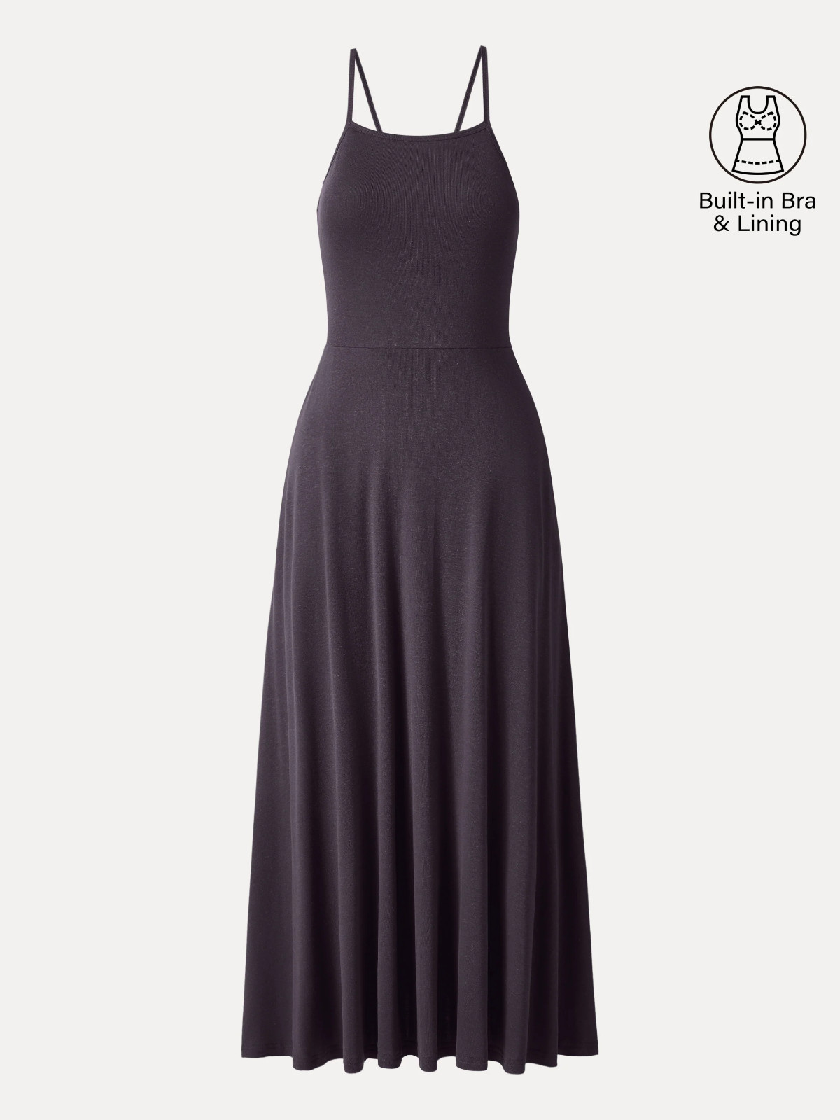 OGL Soft Linen Knit Spaghetti Midi Bra Dress – Purple Gloam