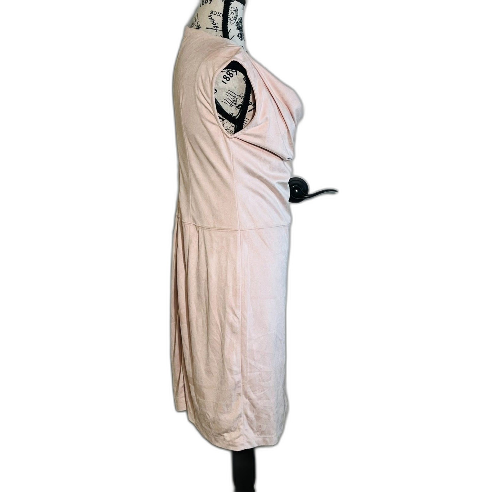 CATO Blush Pink Chamois Shift Bodycon Dress 6 Midi Cottage Sexy Soft