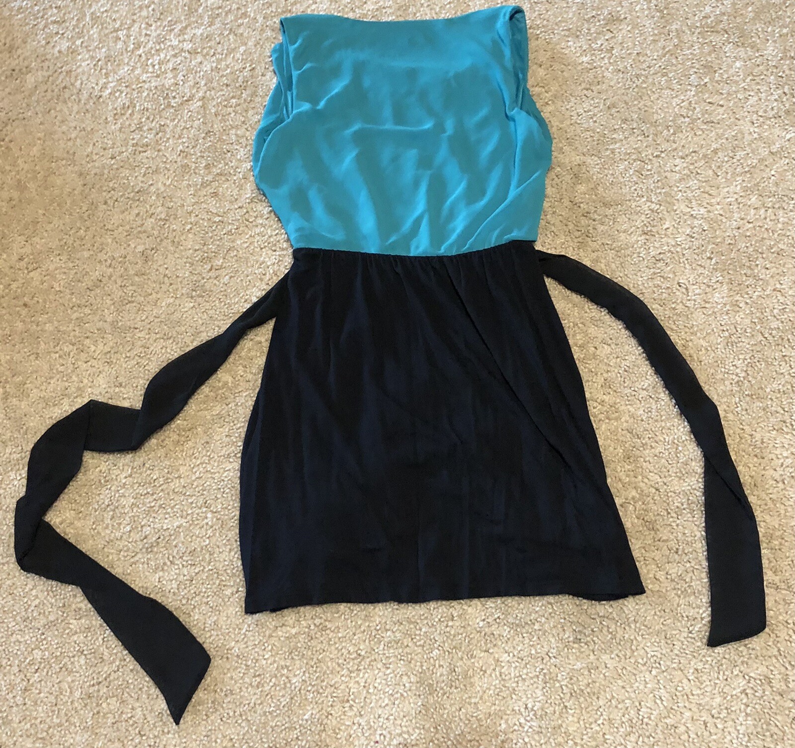 Express Size Small Treal/Black Dress with Tie Behind