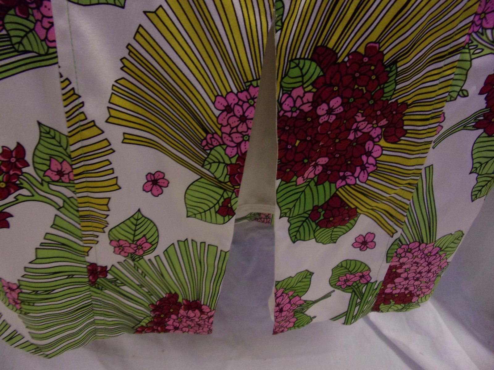David Meister Silk Dress Ivory & Pink Palm Frond Bustier Style Dress 8