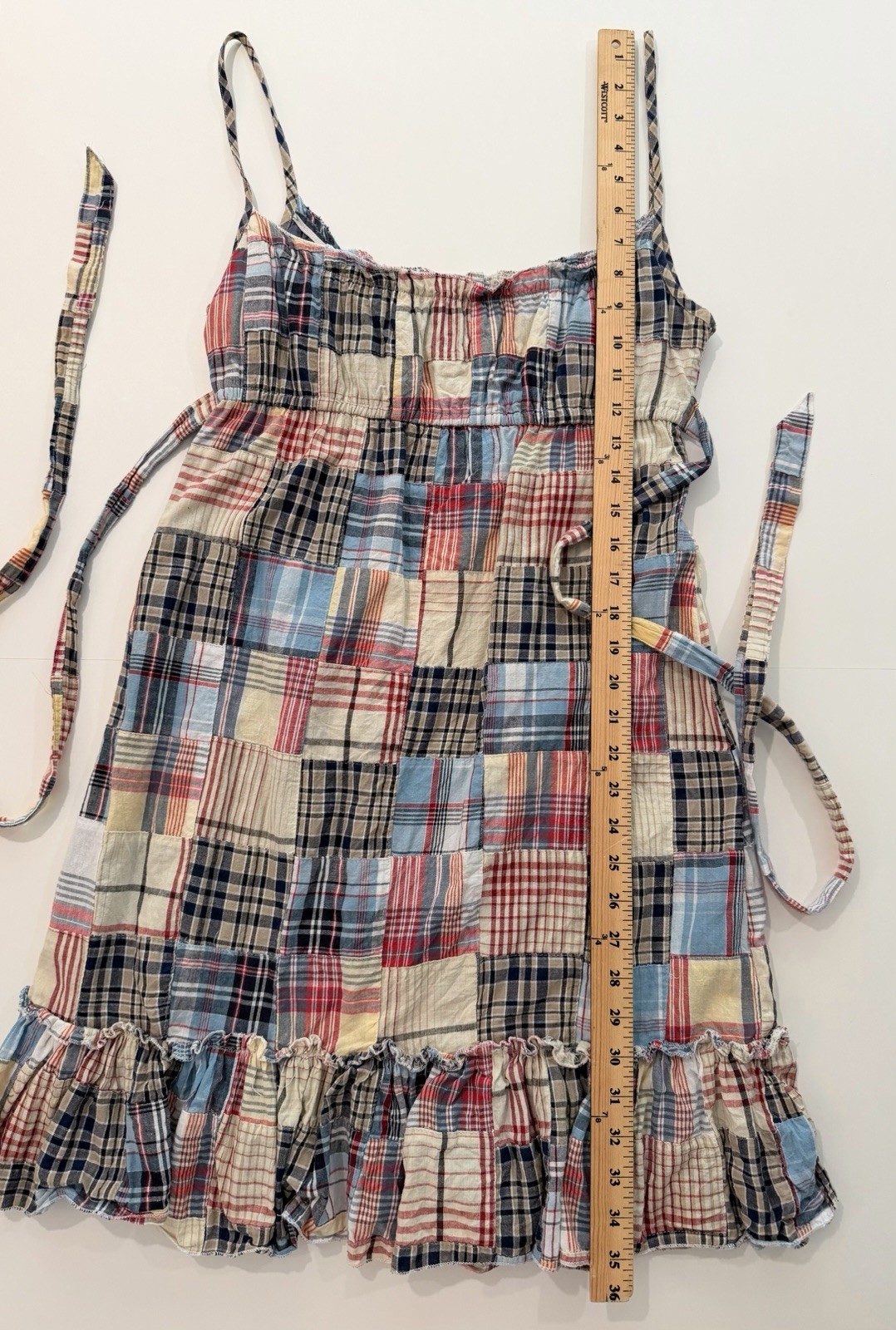 Madras Patchwork Mini Dress S 100% Cotton Nantucket Coastal Preppy