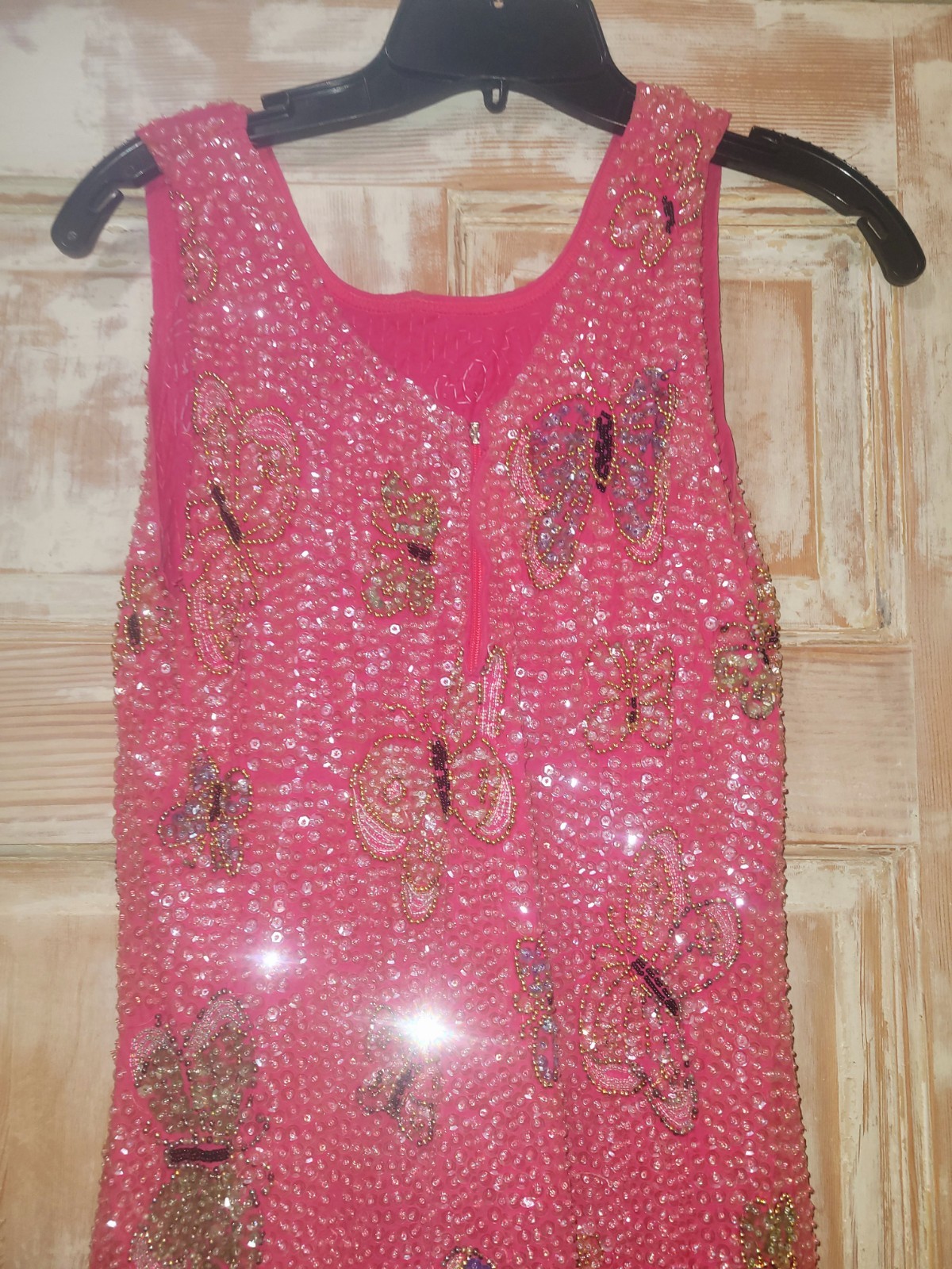 Little Attitudes Beautiful Hand Sewn Sequin Pink Butterfly Dress Size 14