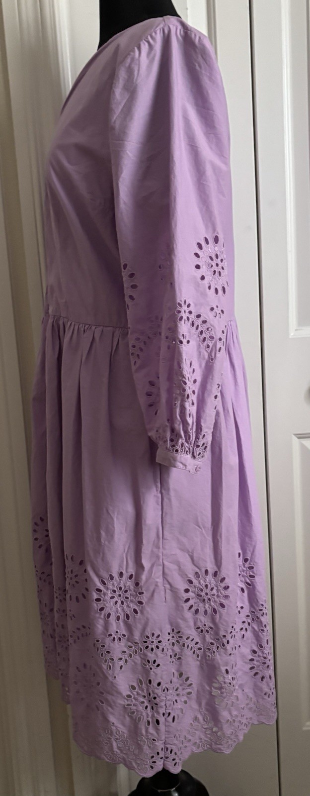 Talbots Petite Size L Shirtdress, 100% Cotton, Lined, Pockets, Eyelet, VGC