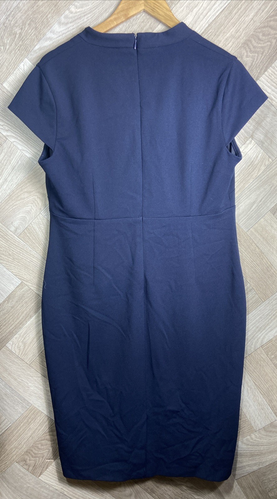 Calvin Klein Navy Blue Notched Neck Sheath Work Dress Women’s Size 14 Smart