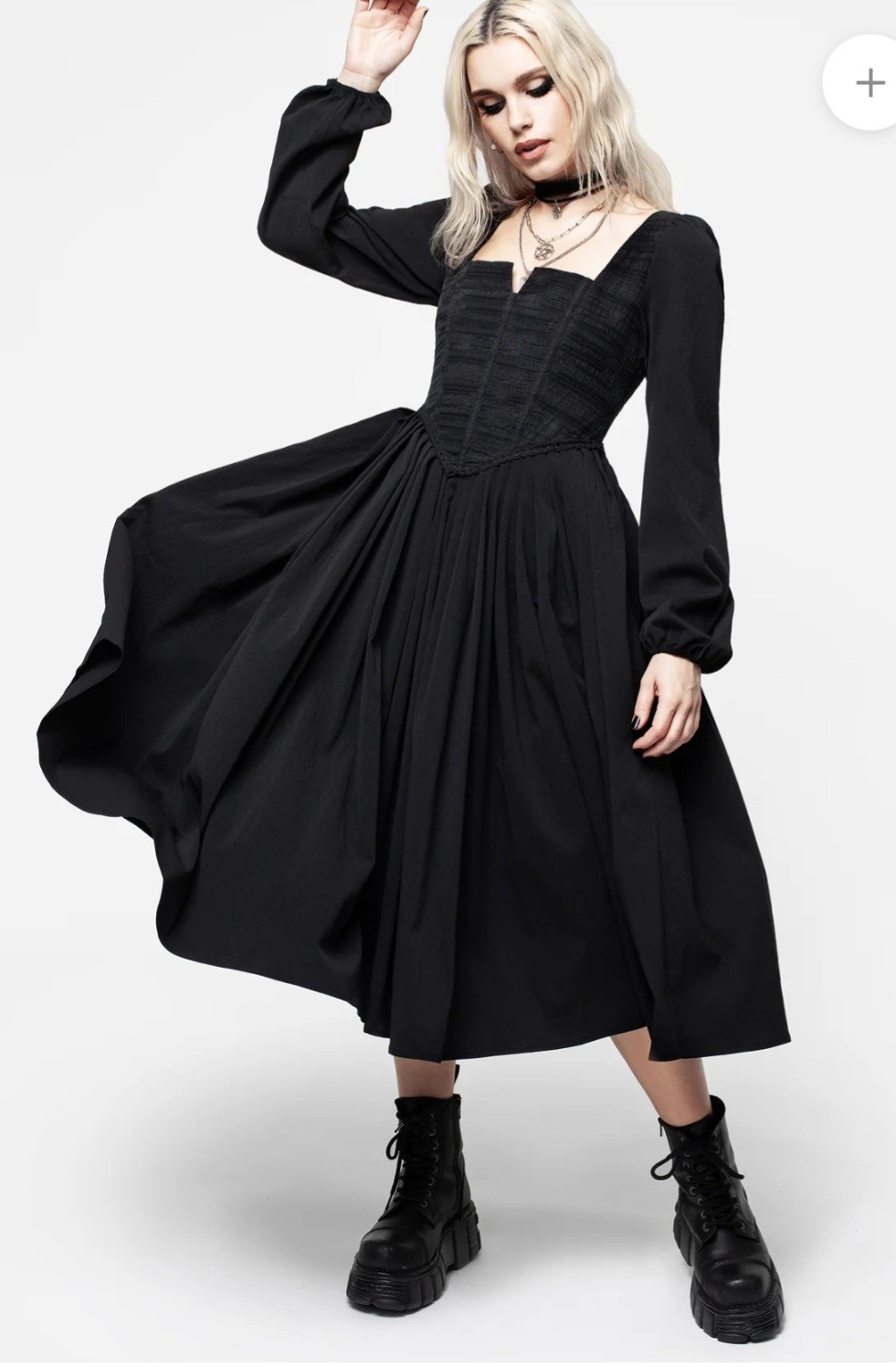 Disturbia Long Sleeve Mina Corset Midi Dress BLACK size 6 US size 10 UK New