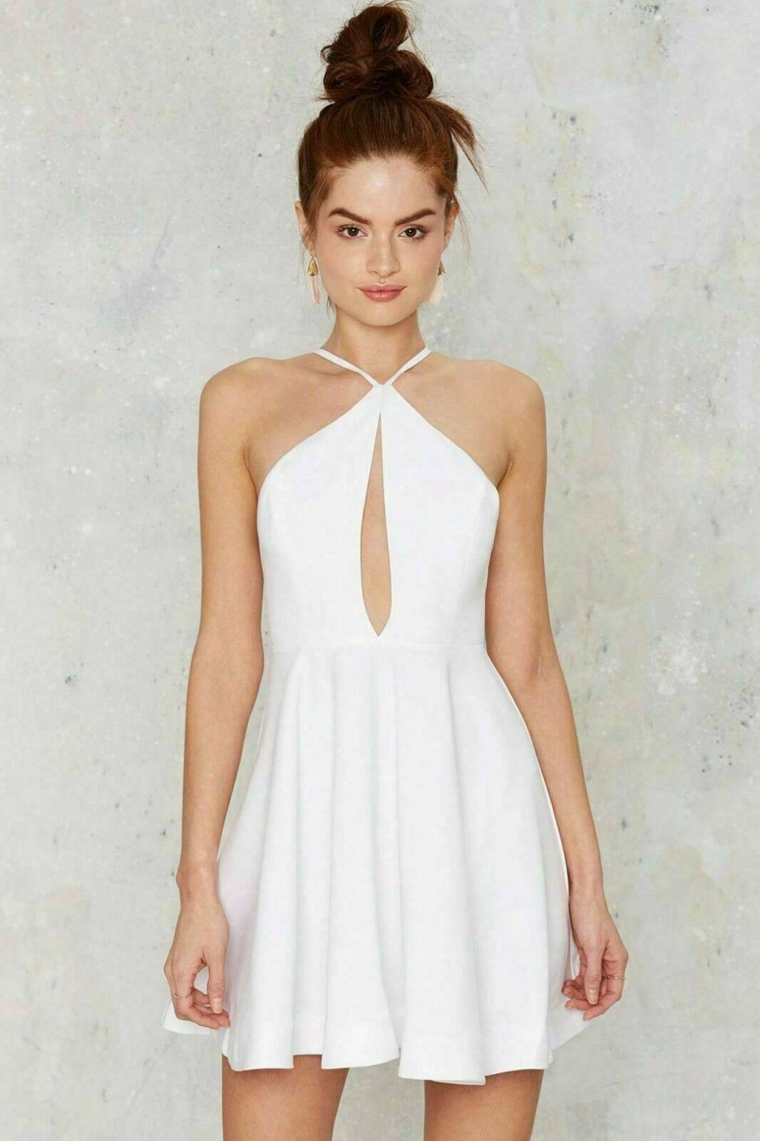 Nasty Gal Ginger Fizz Flirtationship Keyhole Mini Dress White Women’s Size S