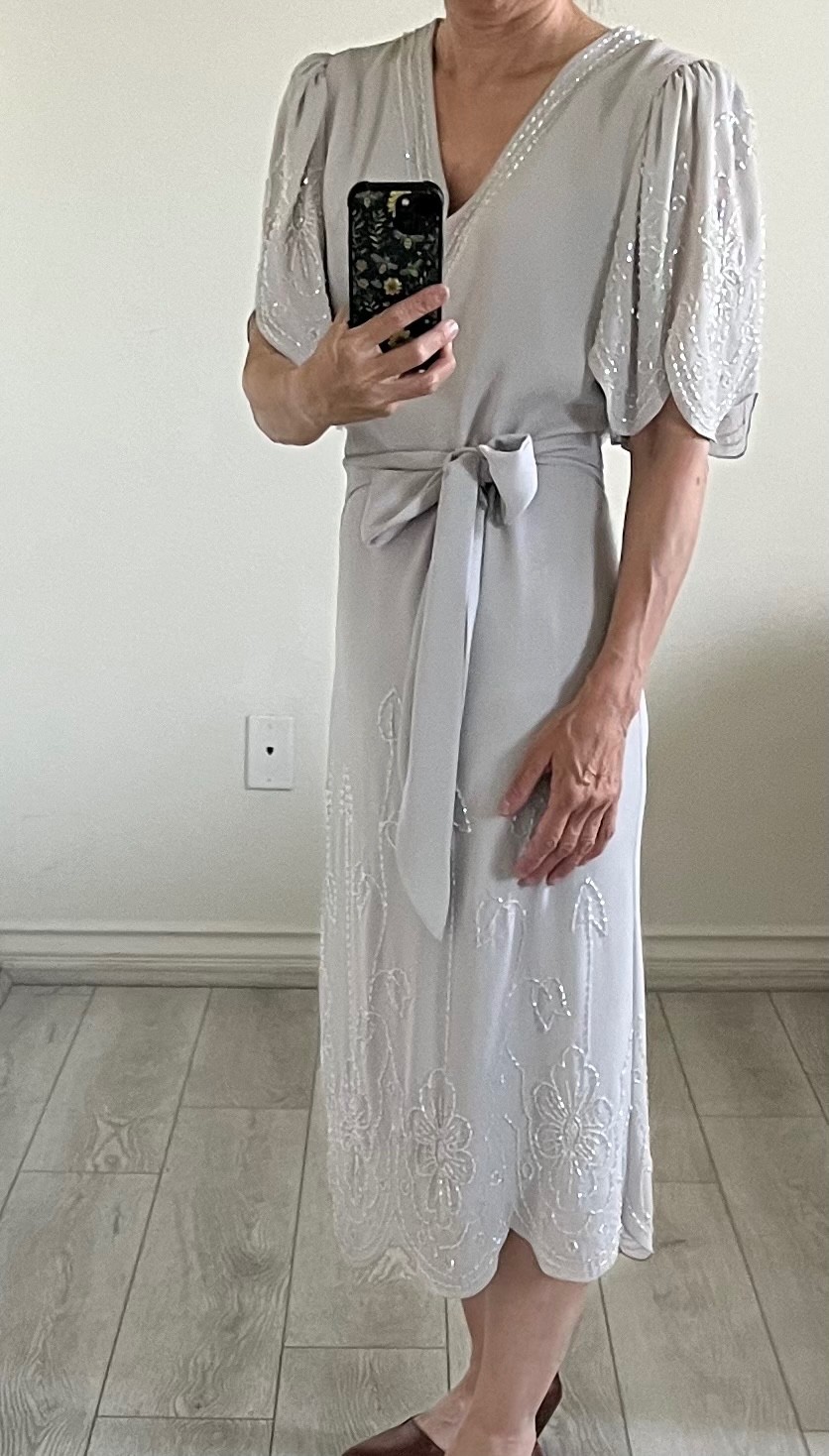 Vintage Jack Bryan Beaded silver grey gown